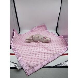 Pro Goleem Pink Bunny Security Blanket Minky Dot Satin Trim Lovey 16x16